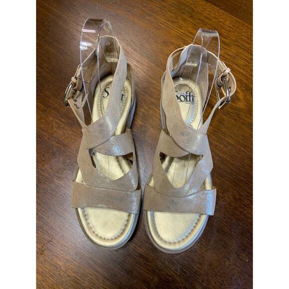 Sofft Metallic Platform Strappy Sandal Women 6 Gold Easter Spring Wedding Light - Picture 5 of 8